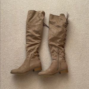 Over the knee faux suede boots